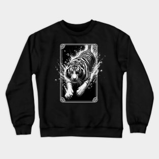 Black And White Monochromatic Tiger Underwater Crewneck Sweatshirt